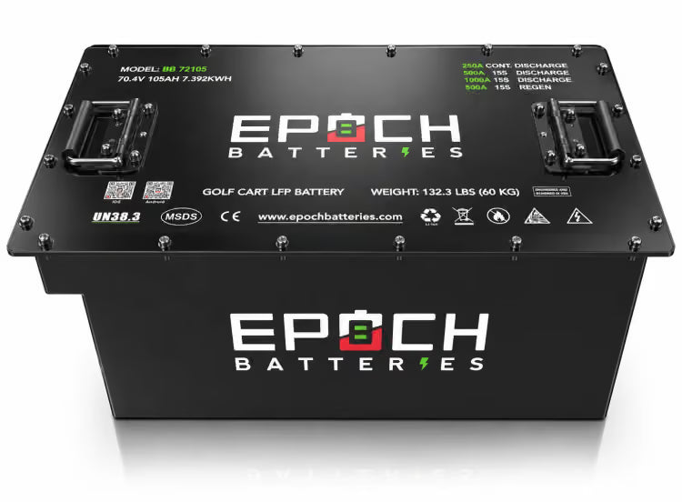Epoch 70.4V (72V) 105Ah Golf Cart Battery Complete Kit - Lithium (LiFePO4)